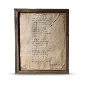 A Dream Within a Dream Poem Print | Edgar Allan Poe |  Wall Art | Vintage Typewriter Style Poem Framed in Barnwood or Unframed