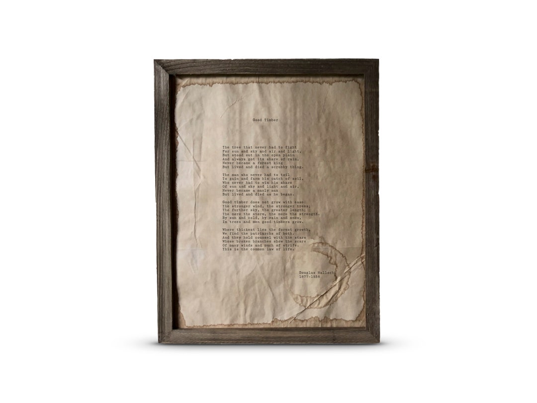 Good Timber Poem Print Douglas Malloch Wall Art Vintage Style Framed