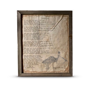 Annabel Lee Illustrated Poem Print | Edgar Allan Poe |  Wall Art | Vintage Typewriter Style Distressed Poem Framed in Barnwood or Unframed