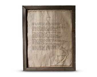 Defeat Poem Print | Kahlil Gibran |  Wall Art | Handmade Vintage Typewriter Style Poem Framed in Barnwood or Unframed