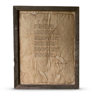 The Tyger (The Tiger) Poem Print | William Blake | Wall Art | Handmade Vintage Typewriter Style Poem Framed in Barnwood or Unframed