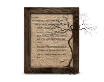 Custom Poem, Quote, Wedding Vows, Lyrics | Handmade Distressed Prints | Handmade Barnwood Style Frames | Hand Twisted Copper Wire Trees