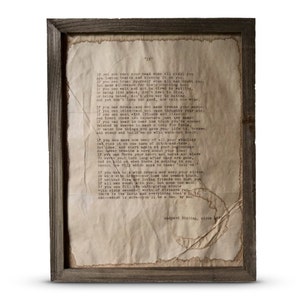 If Poem Print | Rudyard Kipling | Handmade Typewriter Style Distressed Poem Framed in Barnwood or Unframed | Wall Art