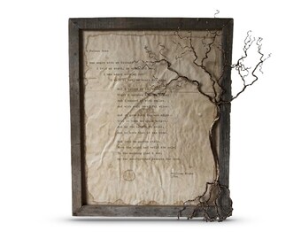 A Poison Tree Poem Print | William Blake | Vintage Typewriter Style Print | Barnwood Framed with Hand Twisted Metal Wire Tree