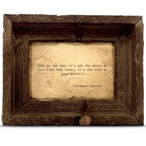 It&#39;s the Life in Your Years Inspirational Quote | Abraham Lincoln | Handmade | Wall Art | Framed or Unframed
