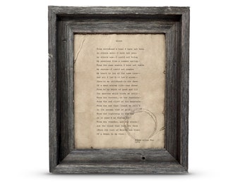 Alone Poem Print | Edgar Allan Poe | Wall Art | Vintage Typewriter Style Poem Framed in Barnwood or Unframed