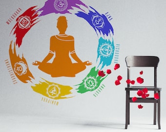 CHAKRA, ADESIVO DE PAREDE espiritual para meditação ou ioga. Personalize seu espaço.