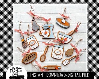 Farmhouse Thanksgiving Baking Ornament SVG Laser Cutting File