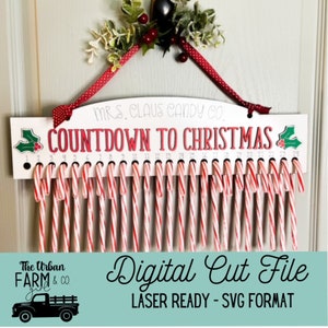 Mrs. Claus Weihnachten Countdown Zuckerstange SVG Laserschneiden Datei