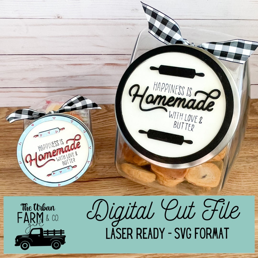 Happiness is Homemade Cookie/candy Jar Lid SVG File - Etsy