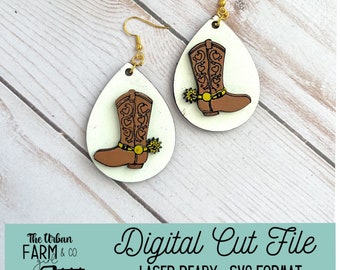 Teardrop Cowboy Boot Earring SVG File