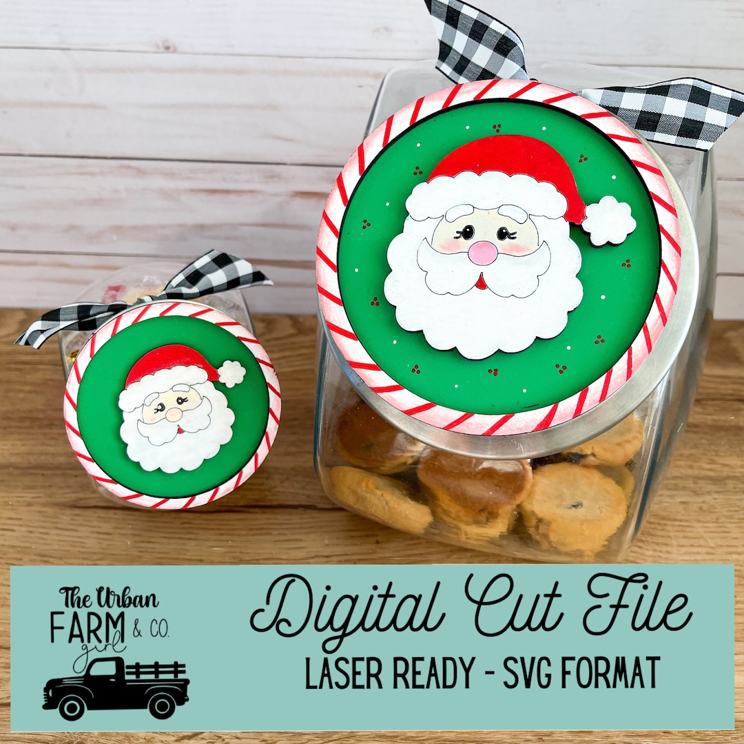 Santa Cookie/candy Jar Lid SVG File - Etsy