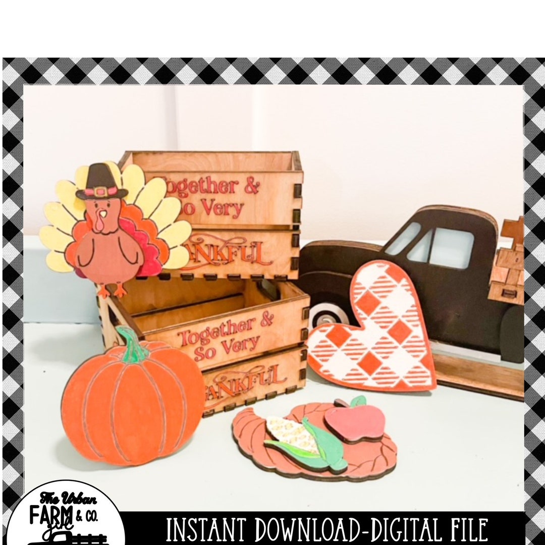 Thankful Crate Glowforge Laser Cut File Autumn - Etsy