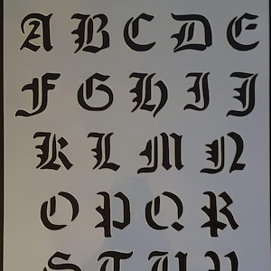 Plantilla de letras con aerógrafo, fuente antigua, corte láser