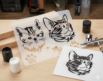 Plantilla de aerógrafo Gatos lindos