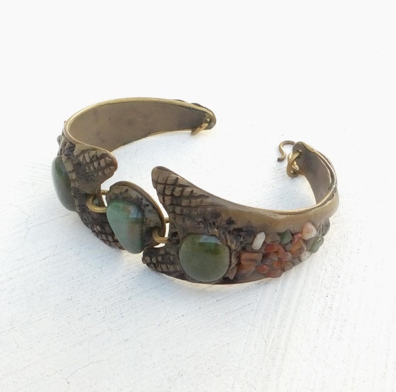 Unique handmade cuff bracelet with semi-precious … - image 8
