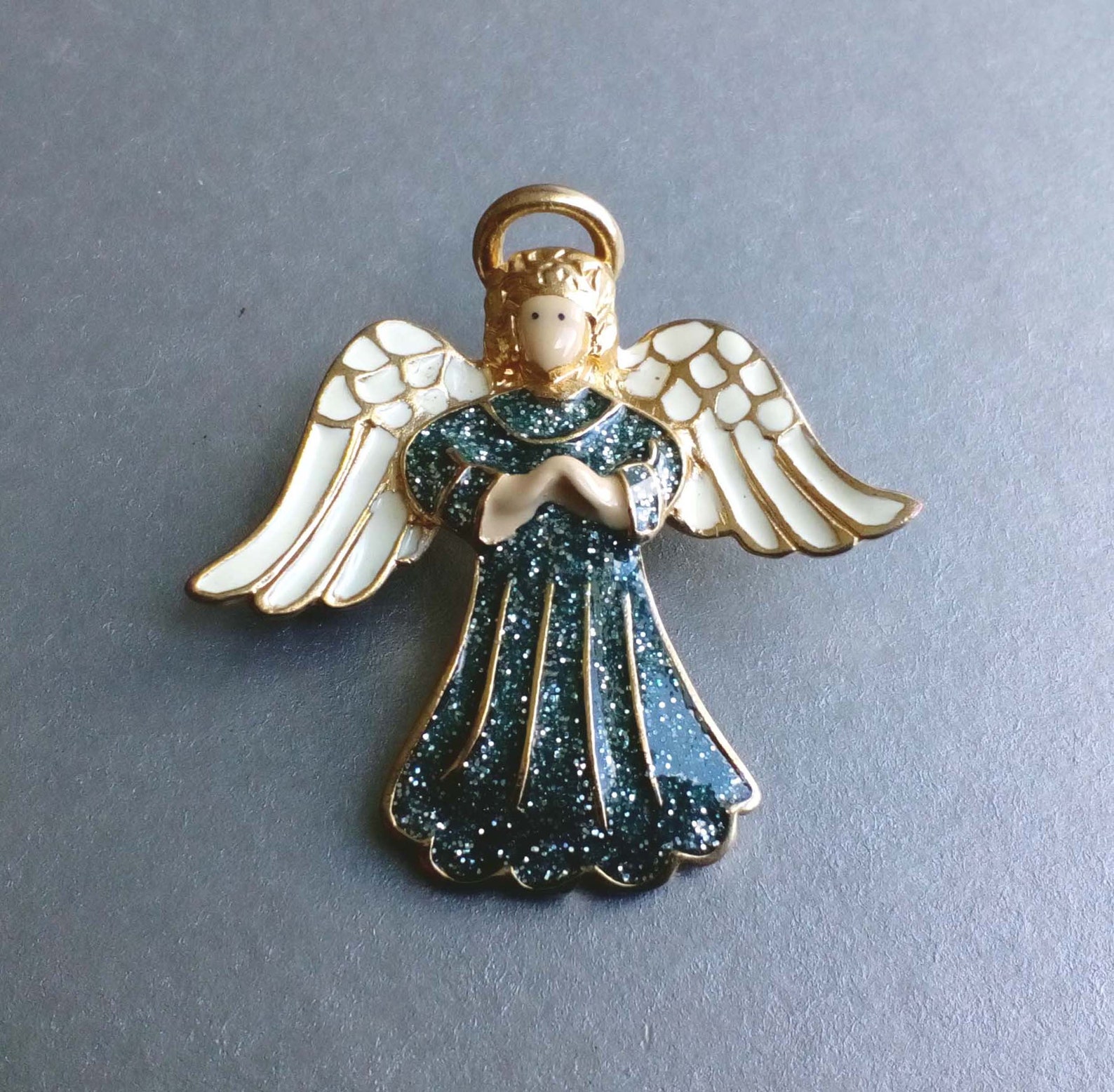 Sparkling Angel Pin Vintage Blue White Enamel Religious Angel - Etsy
