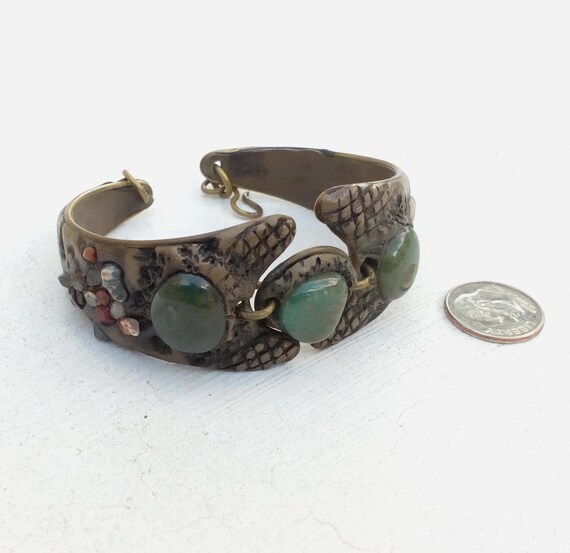 Unique handmade cuff bracelet with semi-precious … - image 6