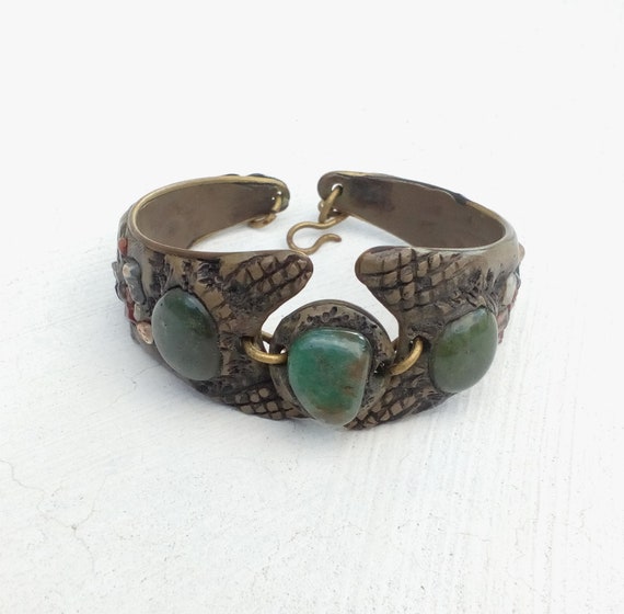 Unique handmade cuff bracelet with semi-precious … - image 9