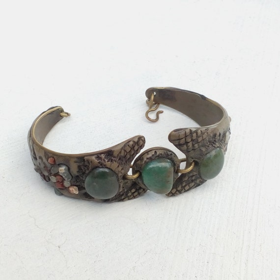 Unique handmade cuff bracelet with semi-precious … - image 2