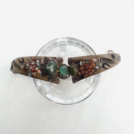 Unique handmade cuff bracelet with semi-precious … - image 5