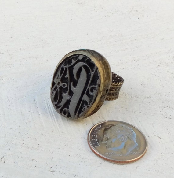 Antique signet ring Oval wax seal ring Size 7 Got… - image 8