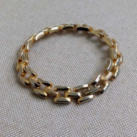 Classic linked bracelet Vintage unisex gold tone … - image 8