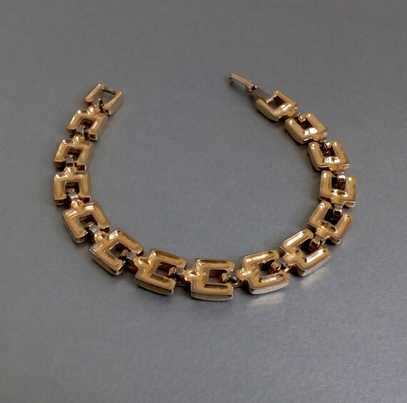 Classic linked bracelet Vintage unisex gold tone … - image 5