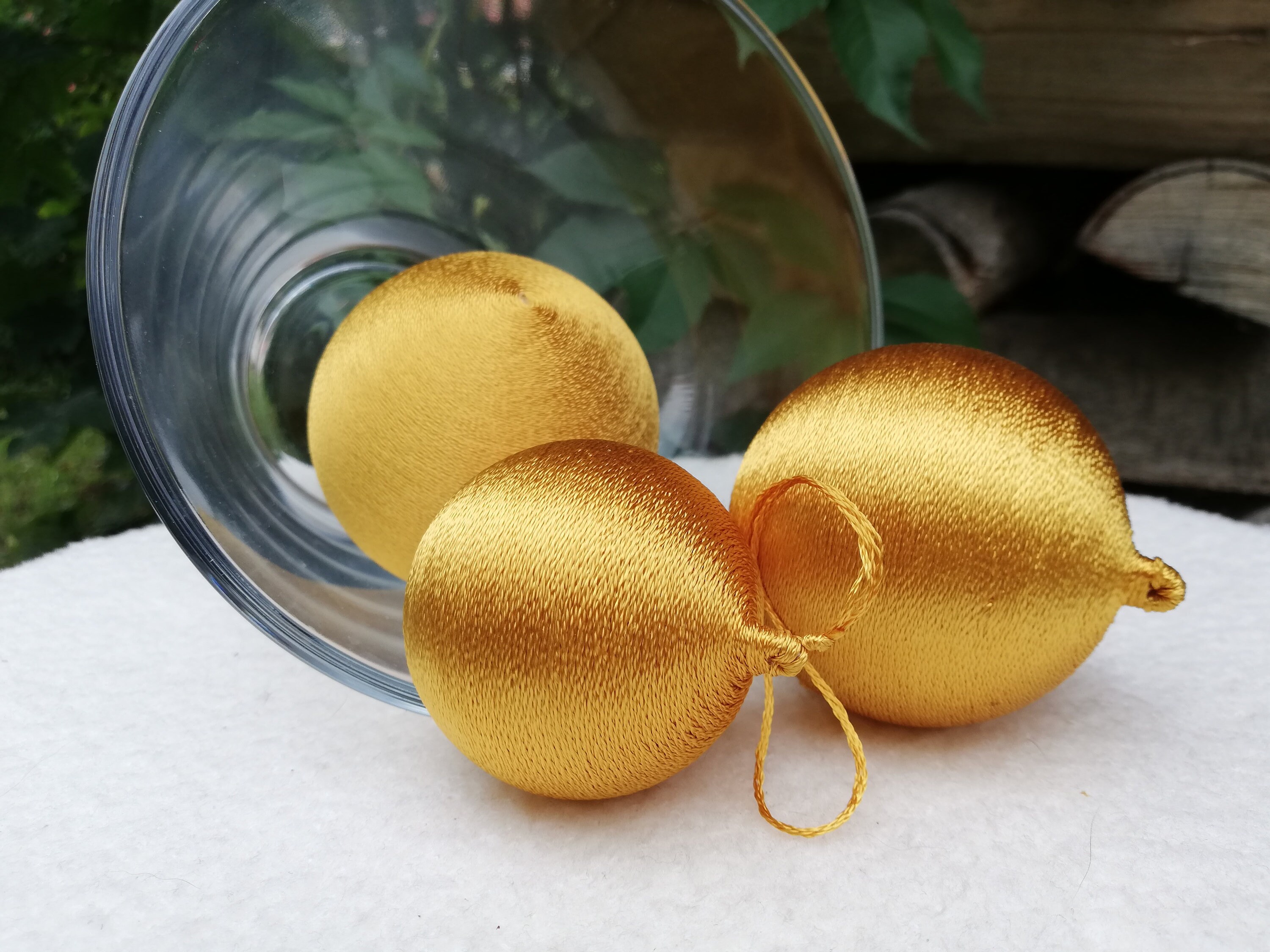 3 Set Boules de Déco Monochrome, Ornements d'arbres, en Acrylique et Soie Brodée