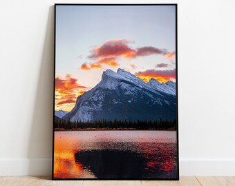 Vermillion Lake Sunrise Print, Canadian Rockies Printable Photo, Banff National Park, Canadian national Park Lake digital photo, Golden Hour