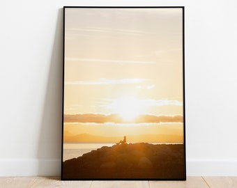 Magical Sunrise Print, Golden Hour sky Pacific Ocean Printable Photo, Vancouver Island B.C, Canada West Coast Qualicum Beach digital art