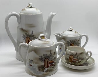 Set da tè in porcellana giapponese d'epoca