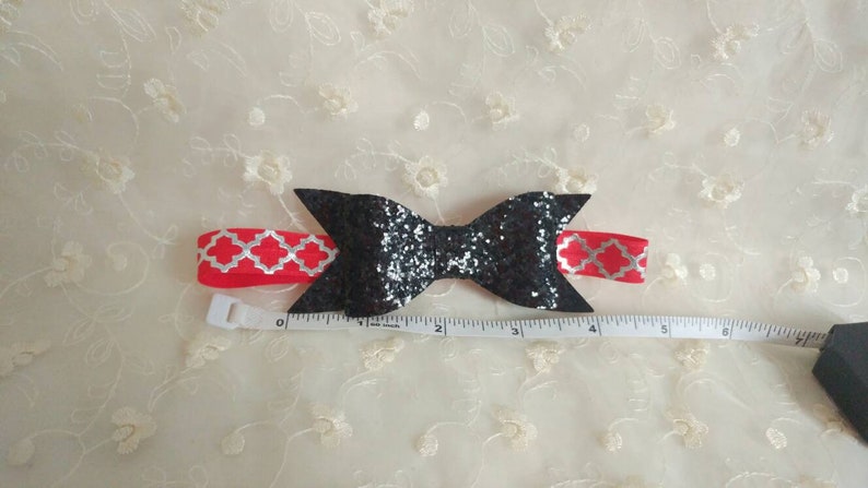 0-6 Month Red And Black Glitter Bow Headband