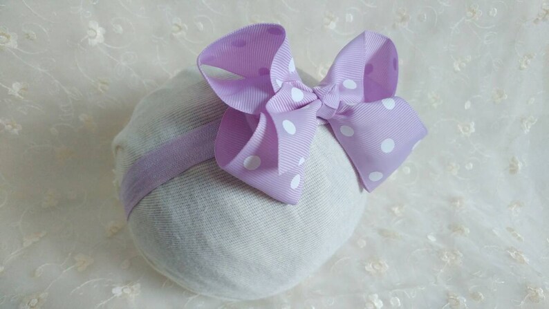 0-6 Infant Big Purple Polka Dot Bow Headband