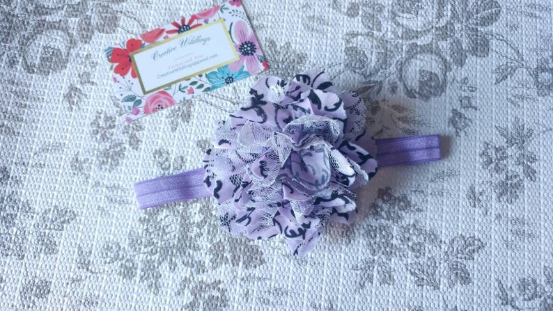 Purple And Black Infant Floral Headband