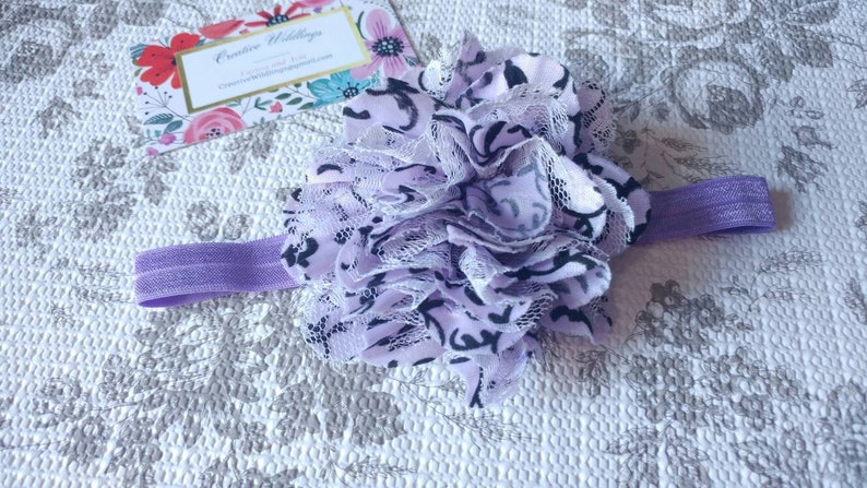 Purple And Black Infant Floral Headband