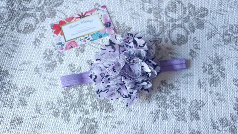Purple And Black Infant Floral Headband
