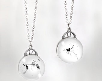 silver 925 - silver necklace with The Little Prince, Double-sided silver medallion.