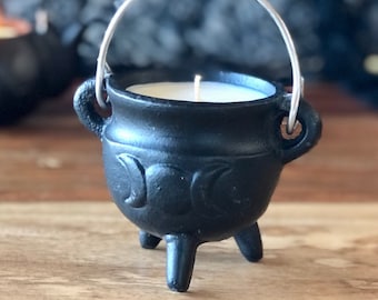 Triple Moon Cast Iron Cauldron Candle, Choose Your Favorite Scent