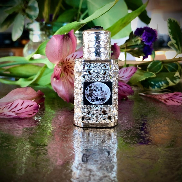 Moon Oil, perfume for women, all natural essential oil blend, witchy gifts for her, filigree bottle, full moon ritual oil, altar supplies.