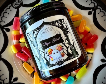 Sugar Ghost Candle, Sweet Strawberry Cream & Candy Aroma, Made with Natural Coconut Soy Wax