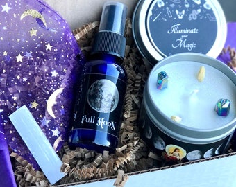 Unique gift box for women, Birthday gift, Spiritual, self-care, bridesmaid, witchy gift care package, Mother’s Day basket, Under 30, Candle