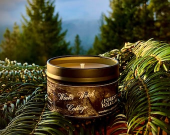 Bougie de soja à la noix de coco Winter Witch Cottage, Cottagecore foncé, Gothique, Cadeaux effrayants, Aromathérapie hivernale, Païen, Cadeau de sorcellerie, Mélasse, Beurre