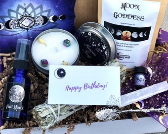 Happy Birthday gift box for women, self care, witchy gifts, spiritual gifts, crystal gifts, moon box, witch care package, best friend gift