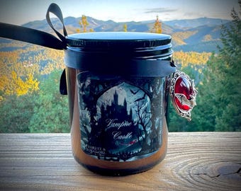 Vampire’s Castle Candle, Blood Orange & Pomegranate Scented, Halloween, Gothic, Witchy Gifts, Haunted, Fall Aromas, Coconut Soy Wax