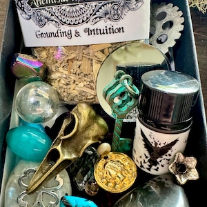 Crowcore, Goblincore, Forest Treasure Box, Variety Craft Beads, Crystals, Charms, Essential Oils, Trinket Scoop, Witchy Surprise Gift