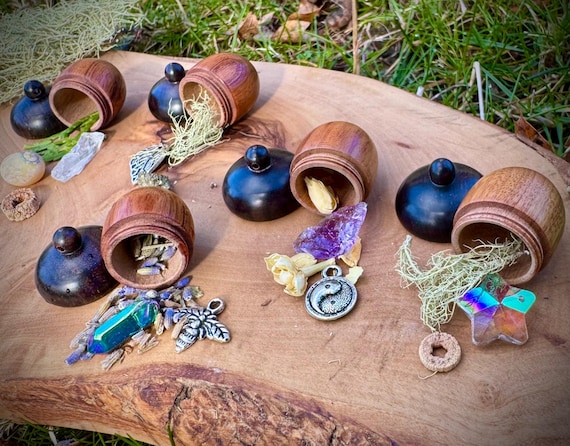 Acorn Locket Pendant with Forest Charms, Crowcore Goblincore Gift