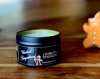 Pain d'épice morts-vivants, Creepmas, Fêtes hantées, Bougie de soja à la noix de coco, Gothique, Cadeaux effrayants, Hiver, Parfum de biscuit, Noël, Cadeau de sorcellerie