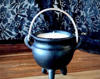 Cauldron Candle - Black Cast Iron - Halloween Decor - Witchy Home Decor