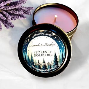 Lavender Amethyst Coconut Soy Candle: Aromatherapy Spa Candle image 1